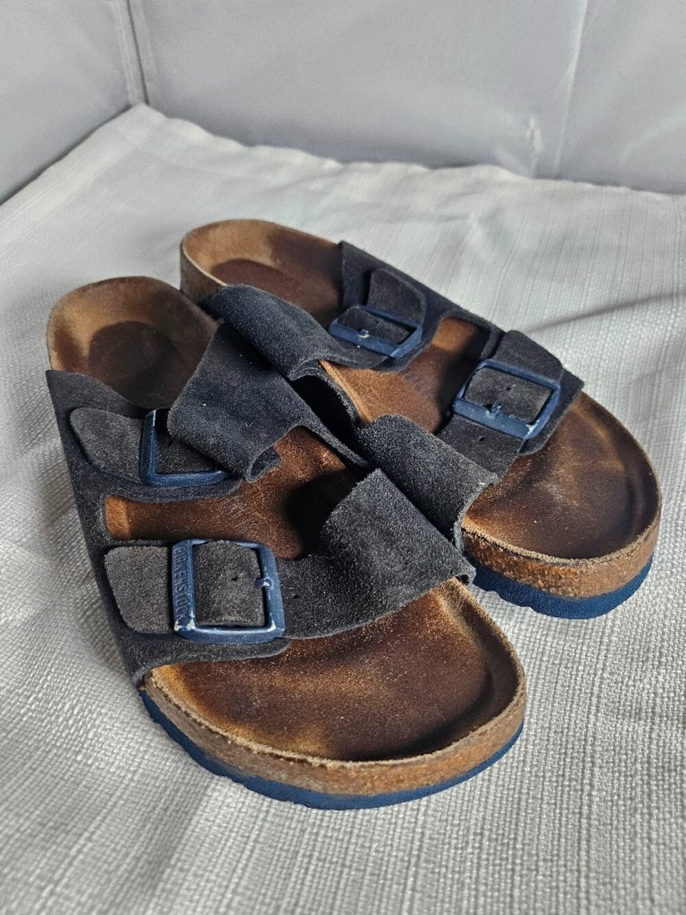 Birkenstock Arizona Nubuck Leather  Blue Slide Sandals Size 41 L10 M8